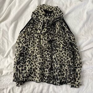 Anna Sui SMALL Halter top leopard semi sheer flowy